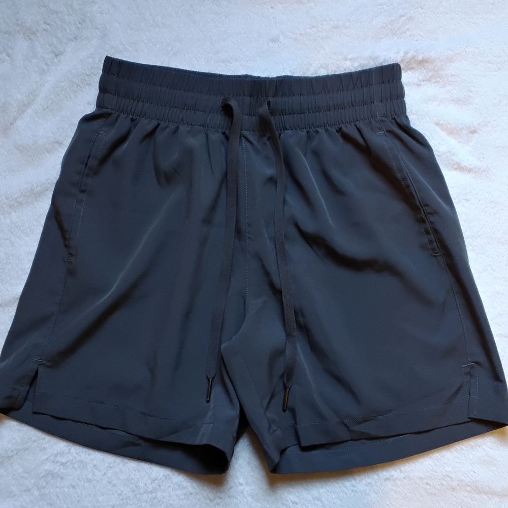 Dark Gray Elastic Waist Shorts